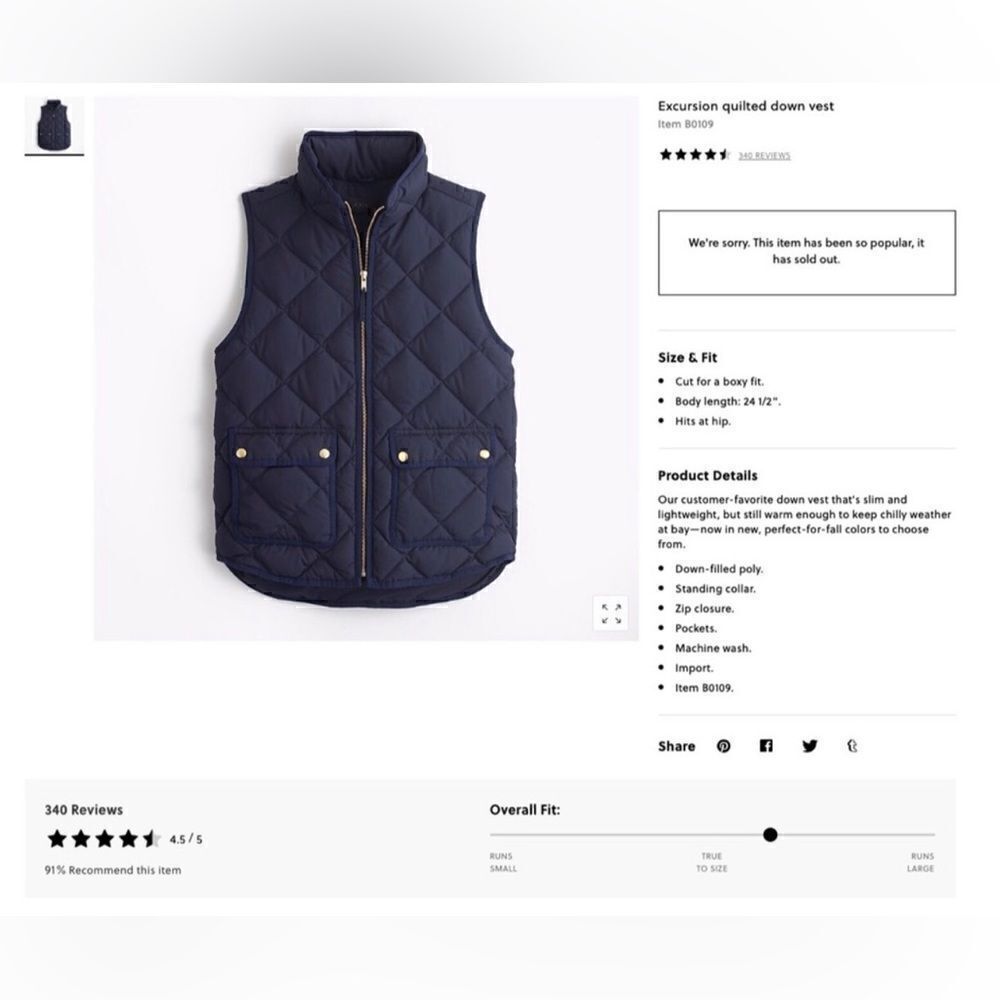 J. Crew Excursion Quilted Down Vest Size XXS - Picture 11 of 14